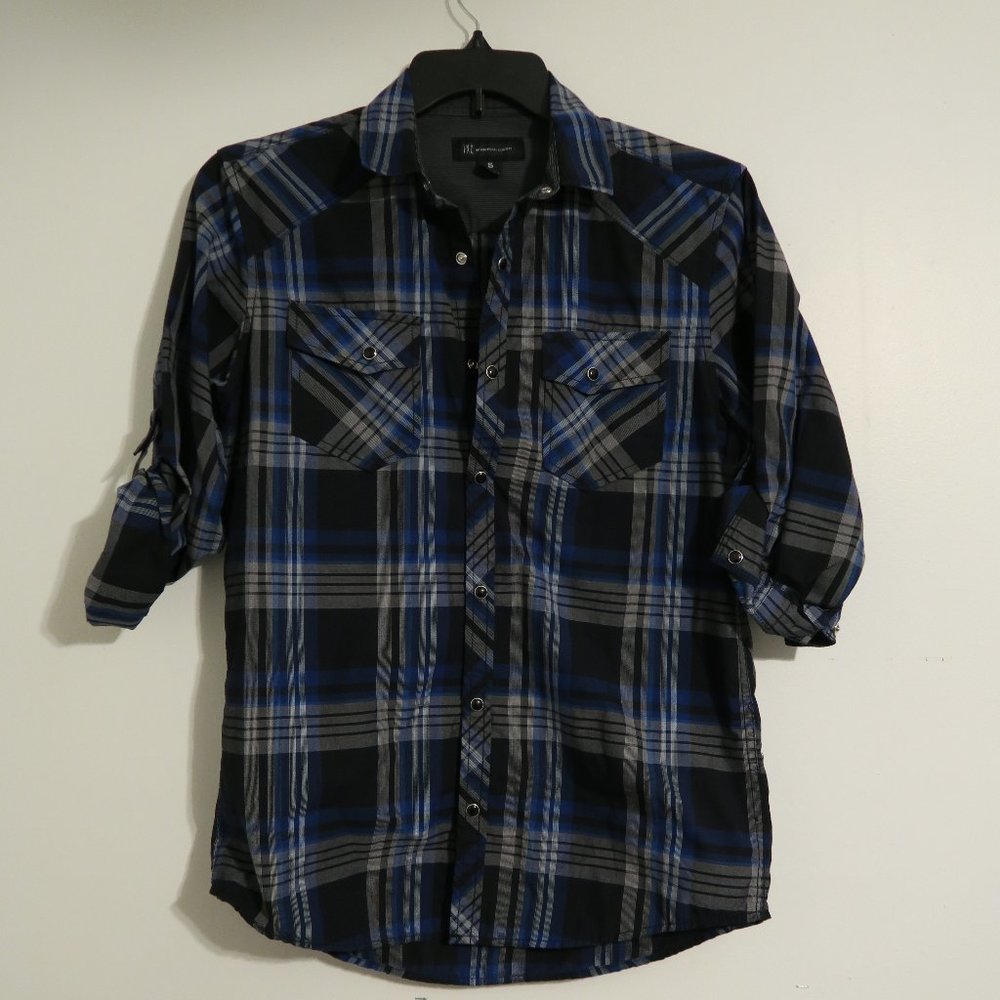 INC International Concepts Plaid Long Sleeve Button Down Shirt Mens Small - Picture 2 of 4